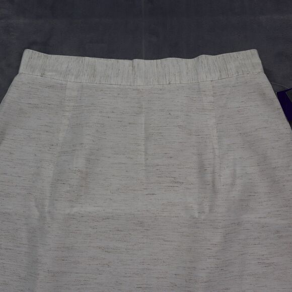 Tofy Skirt Womens 10 Ivory Lined Back Slit Midi Straight Pencil Casual - Picture 11 of 16